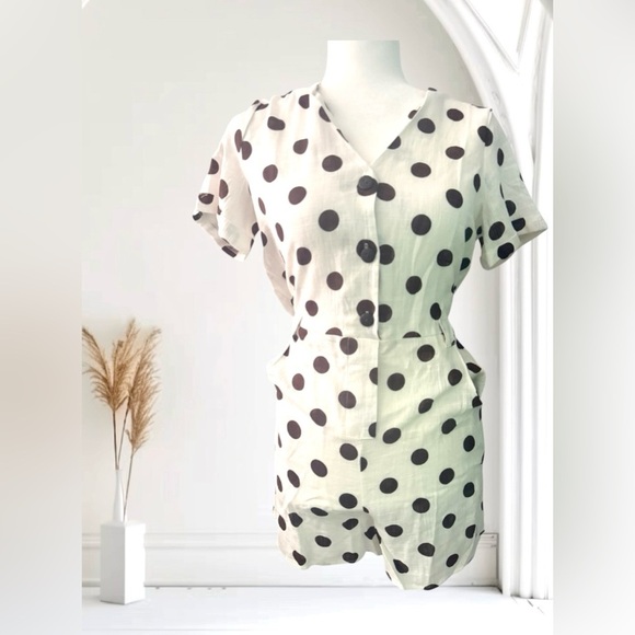 Pants - Polka Dot Button-Up Jumpsuit